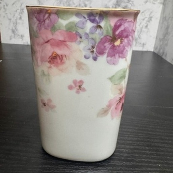 Otagiri Floral Mist Vase Japan Roses Violets Gold Trim Vintage - Picture 1 of 6